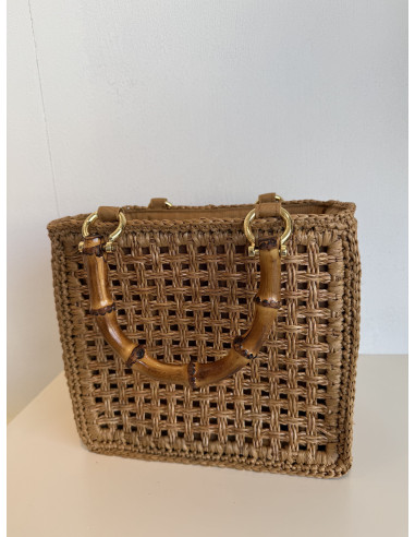 Borsa in rafia manici bamboo
