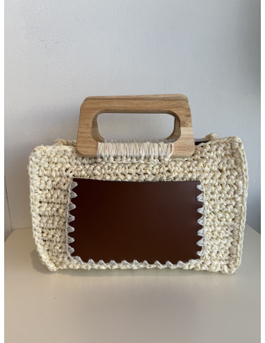 Borsa in rafia e pelle